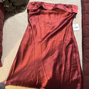 Altar'd State Strapless Dress in Deep Rust